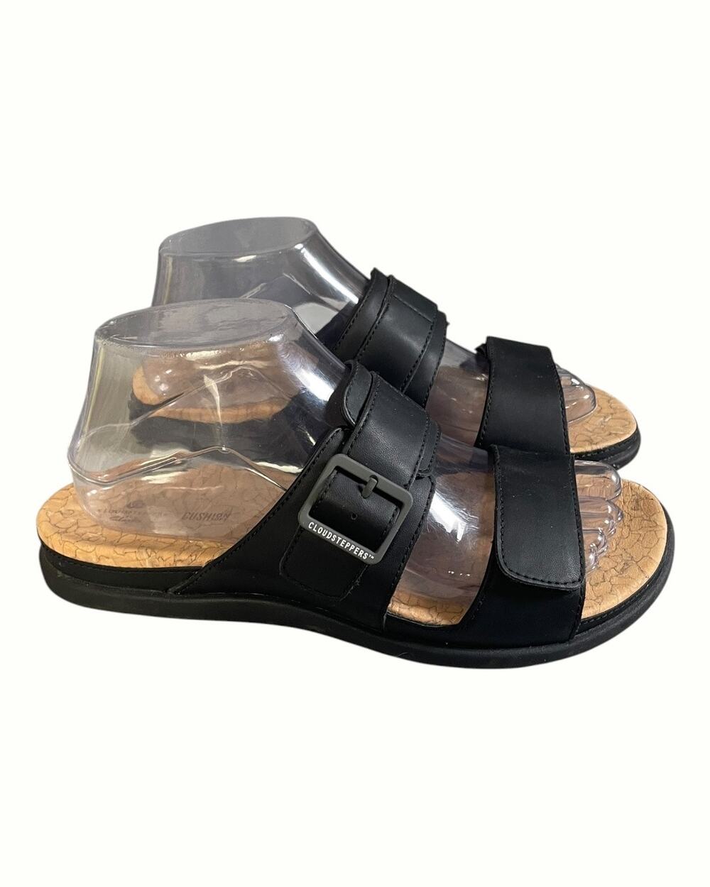 Clarks Cloudsteppers Women’s June Tide Black Dual Strap Sandals Size-8M